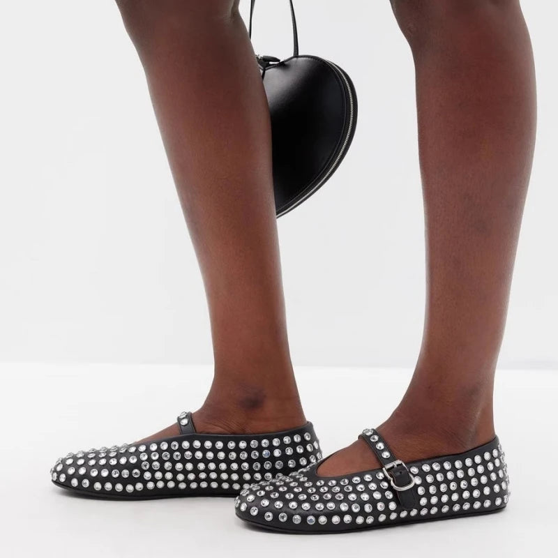 Bella | Donna Ballerine Mary Jane Pelle Strass Cristalli 1
