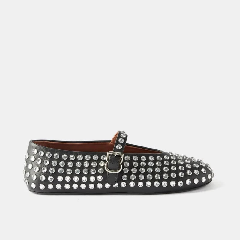 Bella | Donna Ballerine Mary Jane Pelle Strass Cristalli