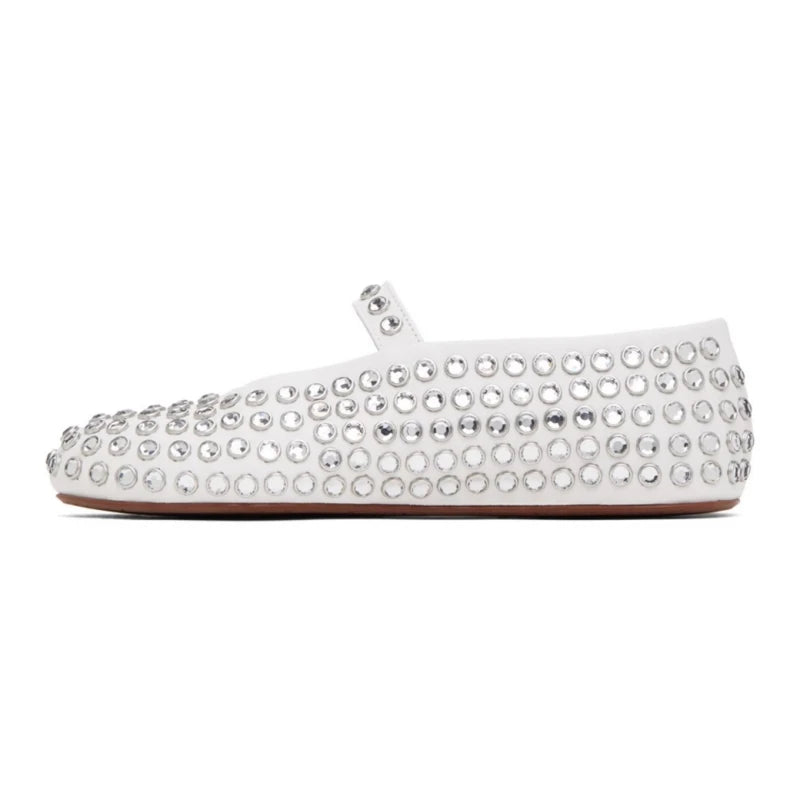 Bella | Donna Ballerine Mary Jane Pelle Strass Cristalli