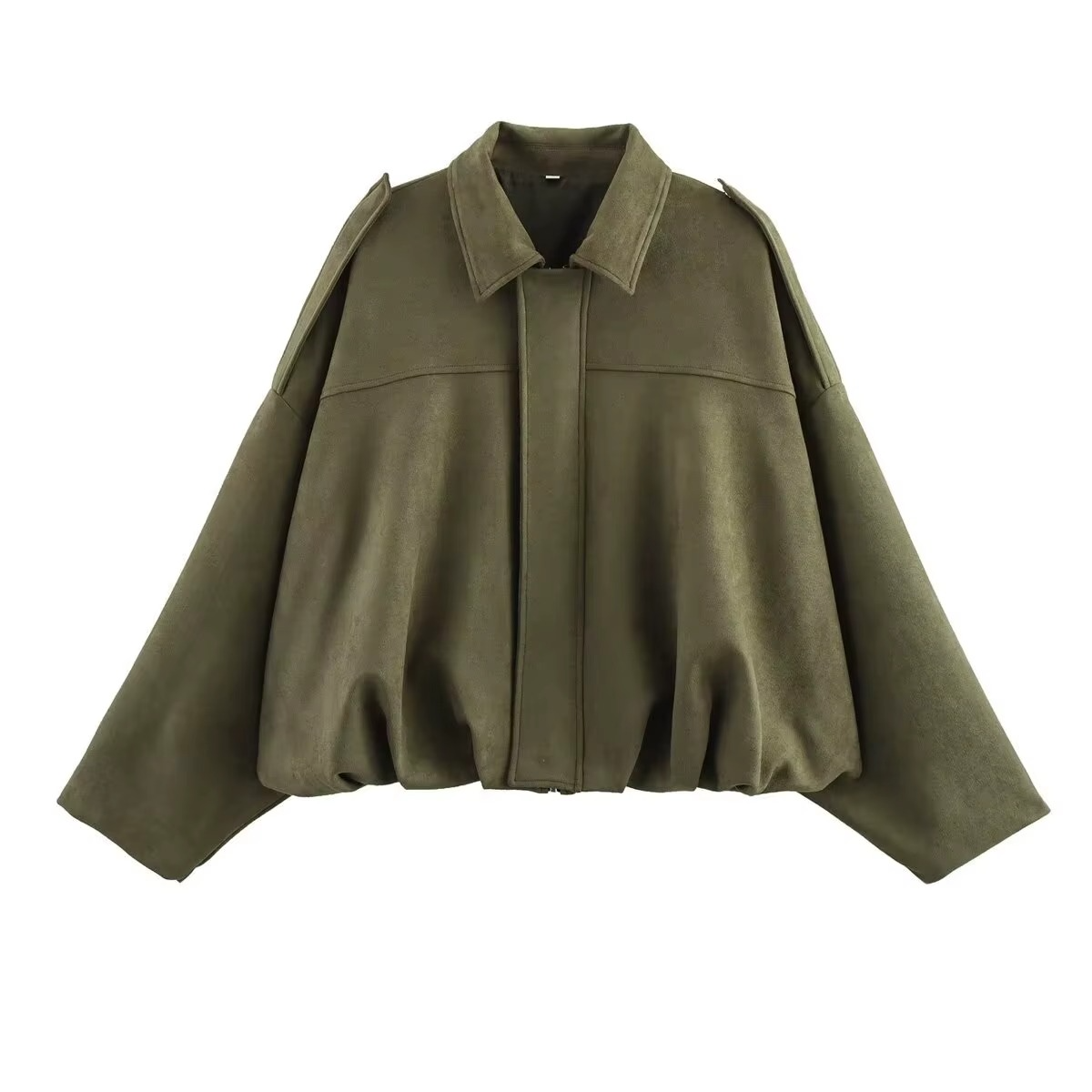 Bianca | Giacca Bomber da Donna Oversize Scamosciata Zip Frontale