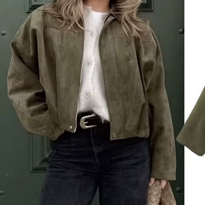 Bianca | Giacca Bomber da Donna Oversize Scamosciata Zip Frontale 3