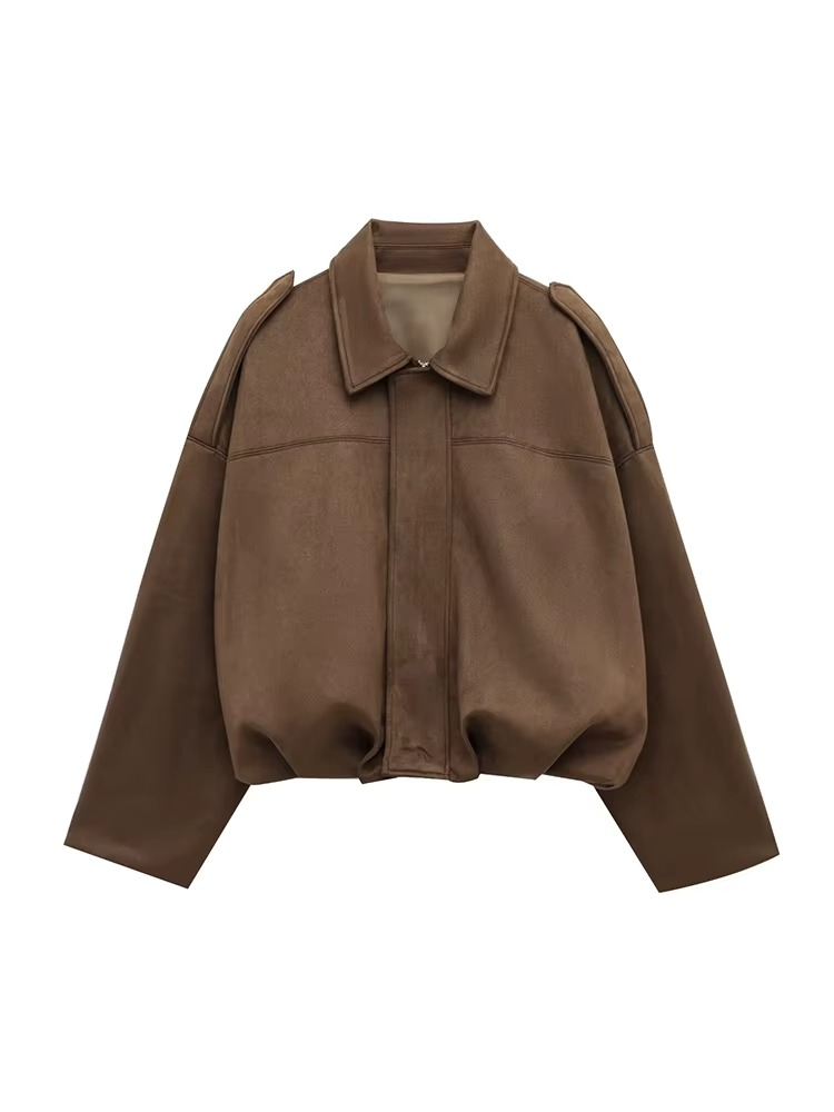 Bianca | Giacca Bomber da Donna Oversize Scamosciata Zip Frontale 5
