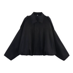 Bianca | Giacca Bomber da Donna Oversize Scamosciata Zip Frontale Nero