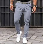 Pantaloni Chino Casual da Uomo Slim Fit con Vita Media