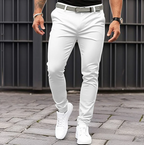 Pantaloni Chino Casual da Uomo Slim Fit con Vita Media