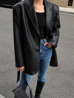 Blake | Blazer da Donna Oversize in Similpelle con Revers