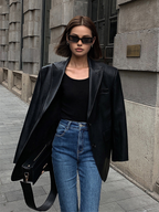 Blake | Blazer da Donna Oversize in Similpelle con Revers