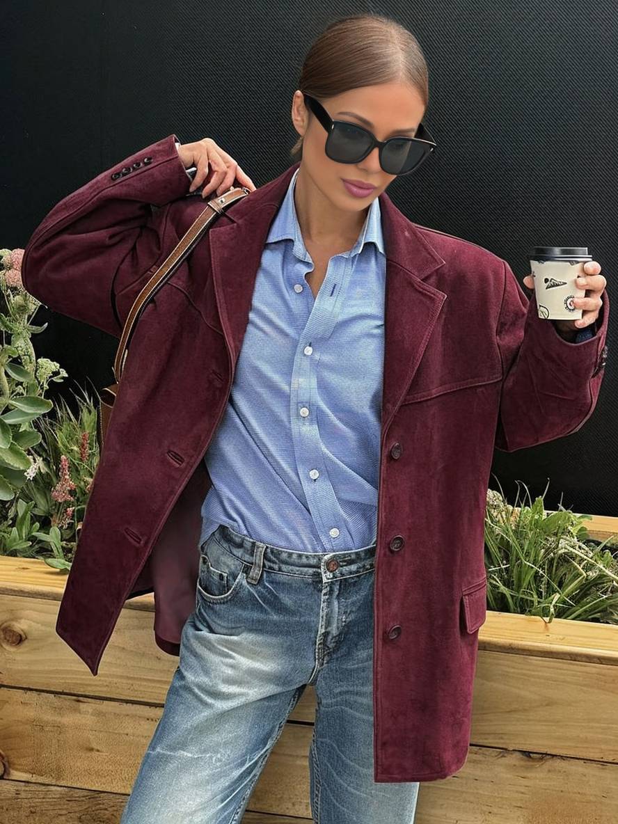 Blazer Elegante Oversize Per Donna | Lirena Rosso