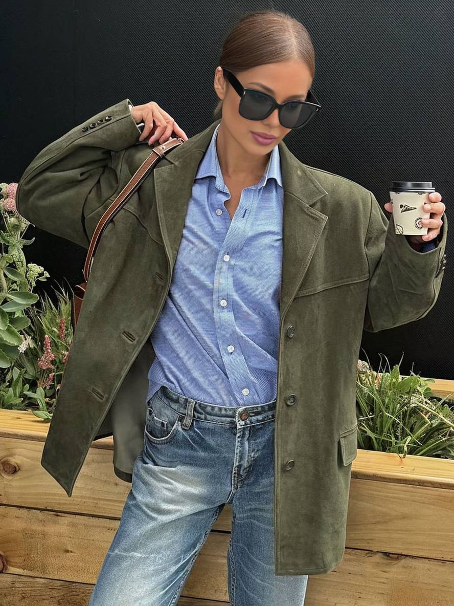 Blazer Elegante Oversize Per Donna | Lirena Verde
