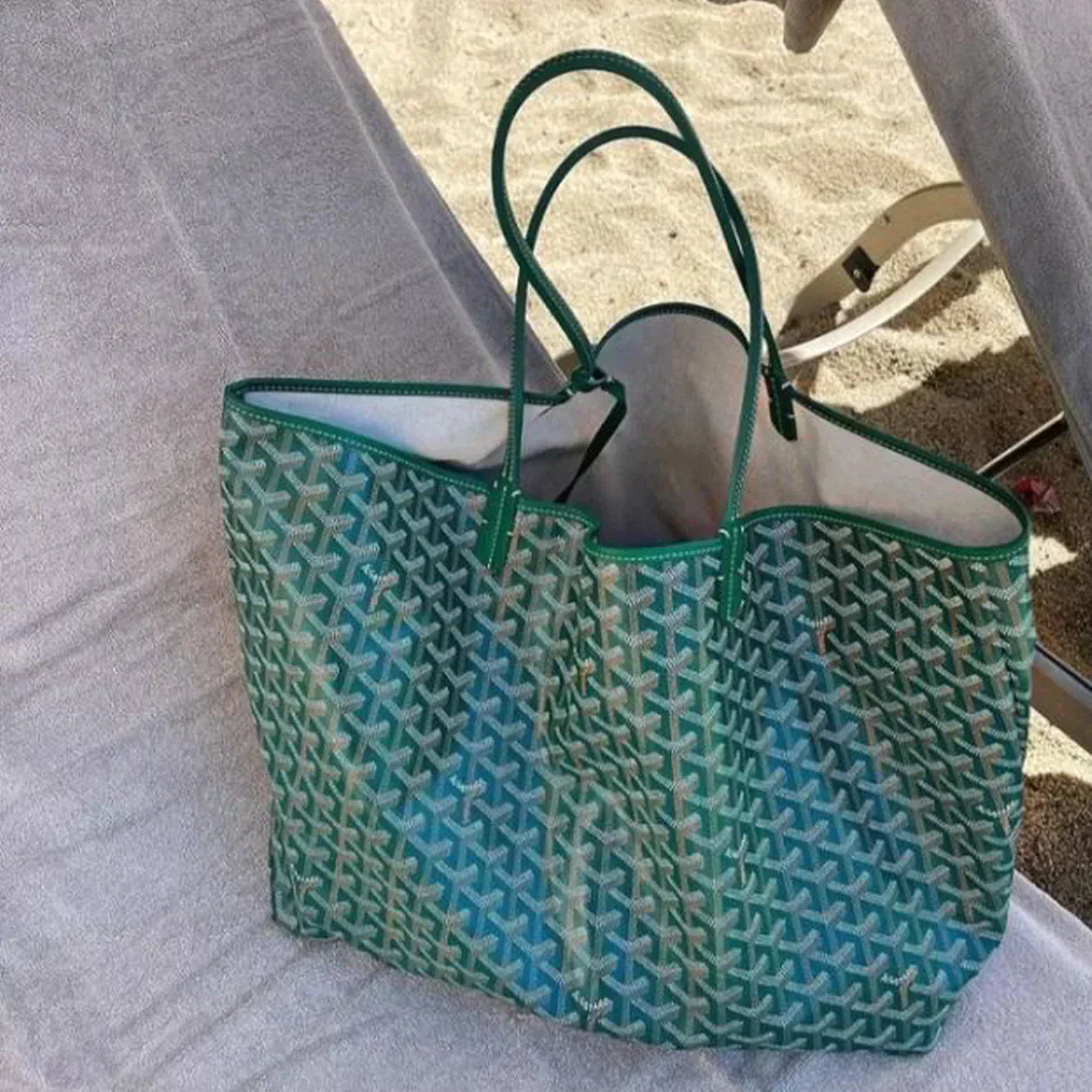 Borsa Shopper con Motivo Geometrico da Donna | Amélie Verde Taglia unica