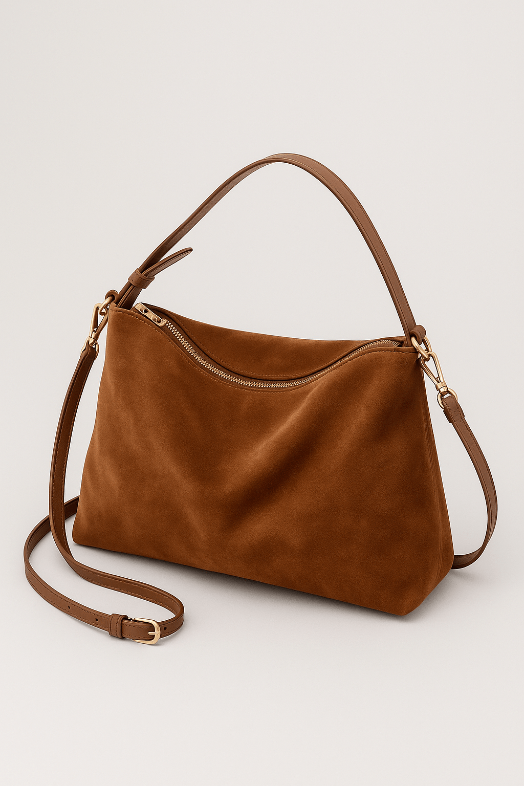 Borsa a Spalla in Pelle Scamosciata per Donna | Charisse Marrone