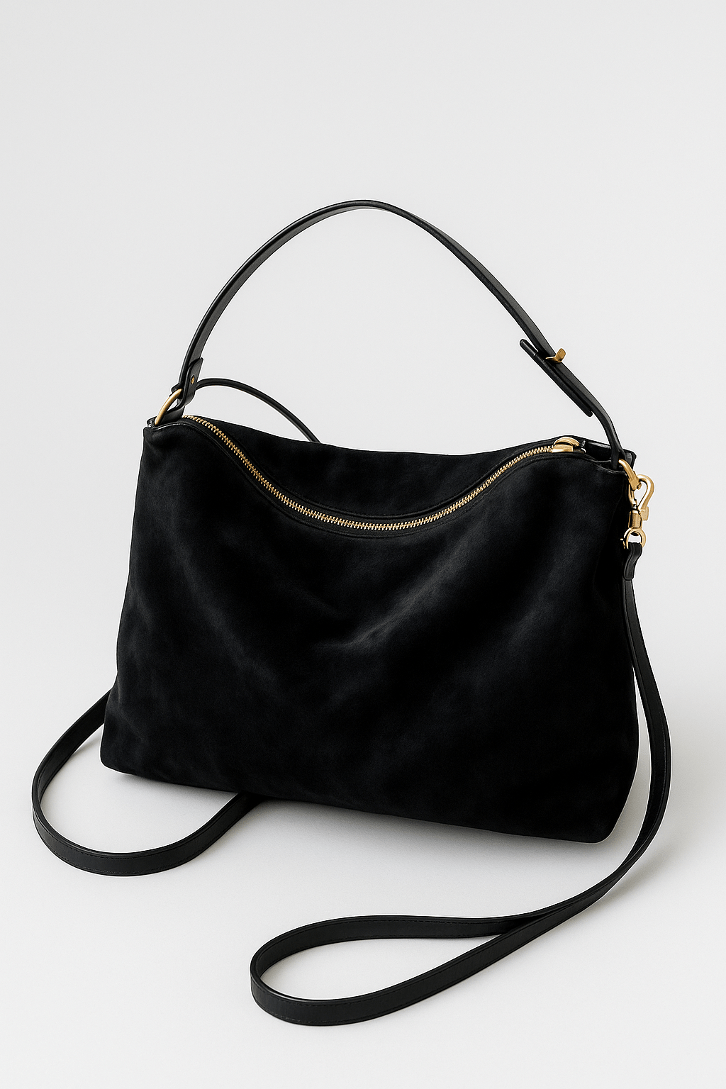 Borsa a Spalla in Pelle Scamosciata per Donna | Charisse Nero