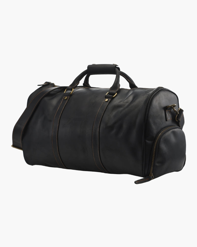 Borsone in Pelle Vintage con Tracolla | Denver Nero Taglia Unica