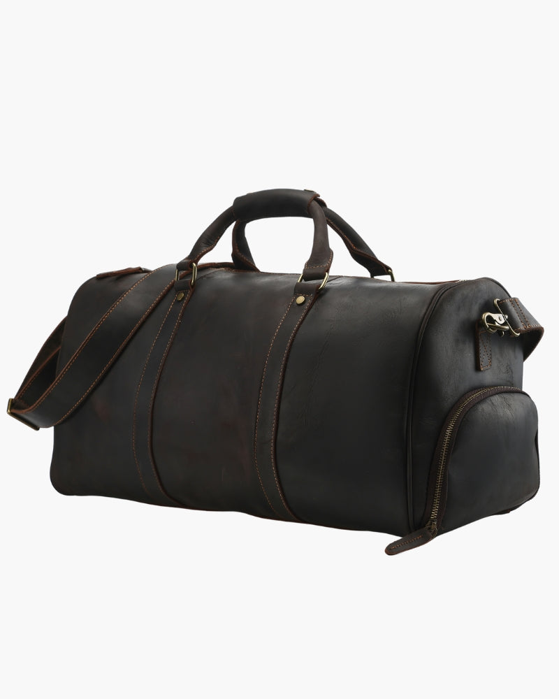 Borsone in Pelle Vintage con Tracolla | Denver Marrone Scuro Taglia Unica