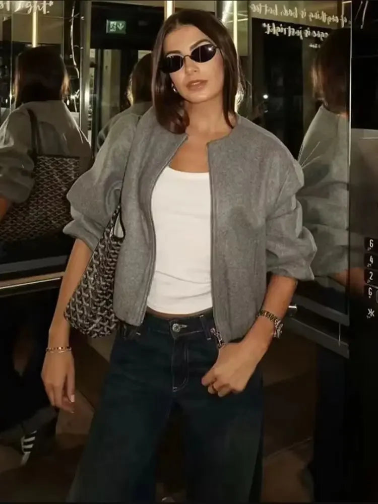 Brooke | Giacca Bomber da Donna Cropped Collo Rotondo Zip 6