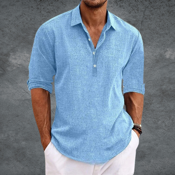 Camicia Collo Aperto per Uomini | Zephyra Azzurro cielo