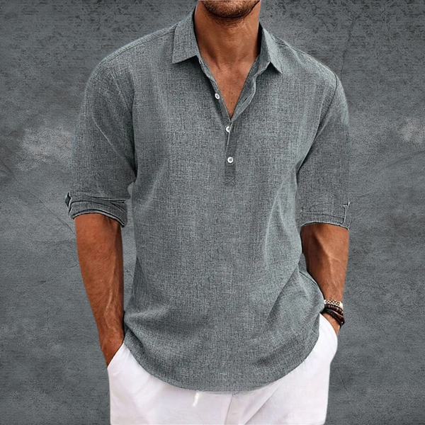 Camicia Collo Aperto per Uomini | Zephyra Grigio