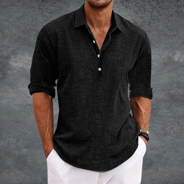 Camicia Collo Aperto per Uomini | Zephyra Nero