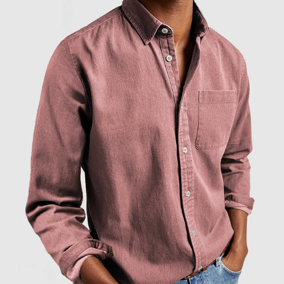 Camicia Denim Per Uomo Cotone Miscela Chiusura Bottoni | Zyn