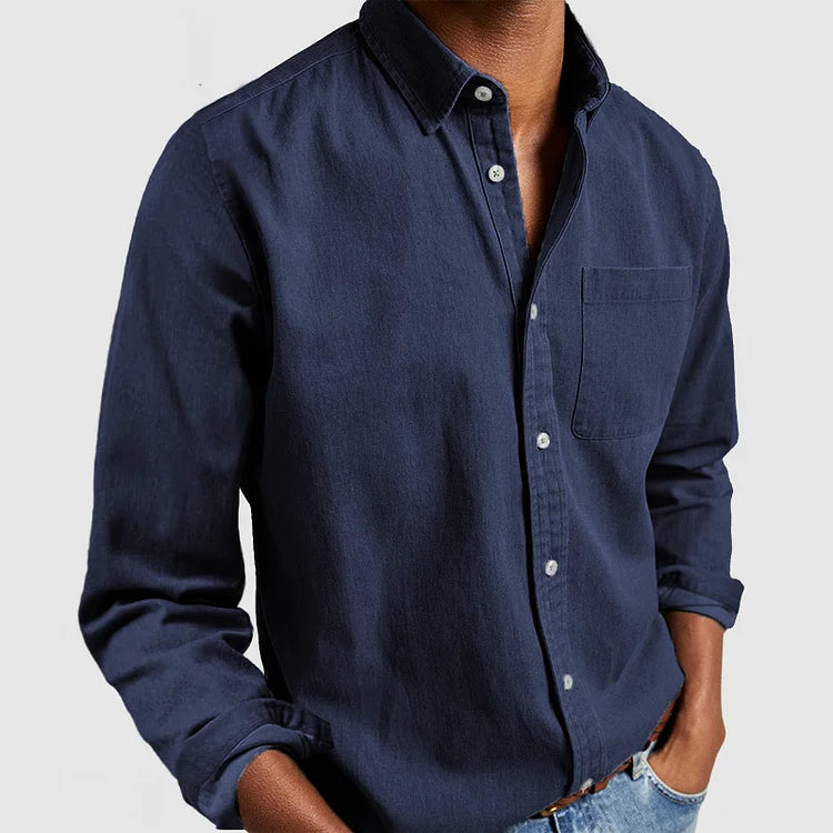 Camicia Denim Per Uomo Cotone Miscela Chiusura Bottoni | Zyn Blu scuro