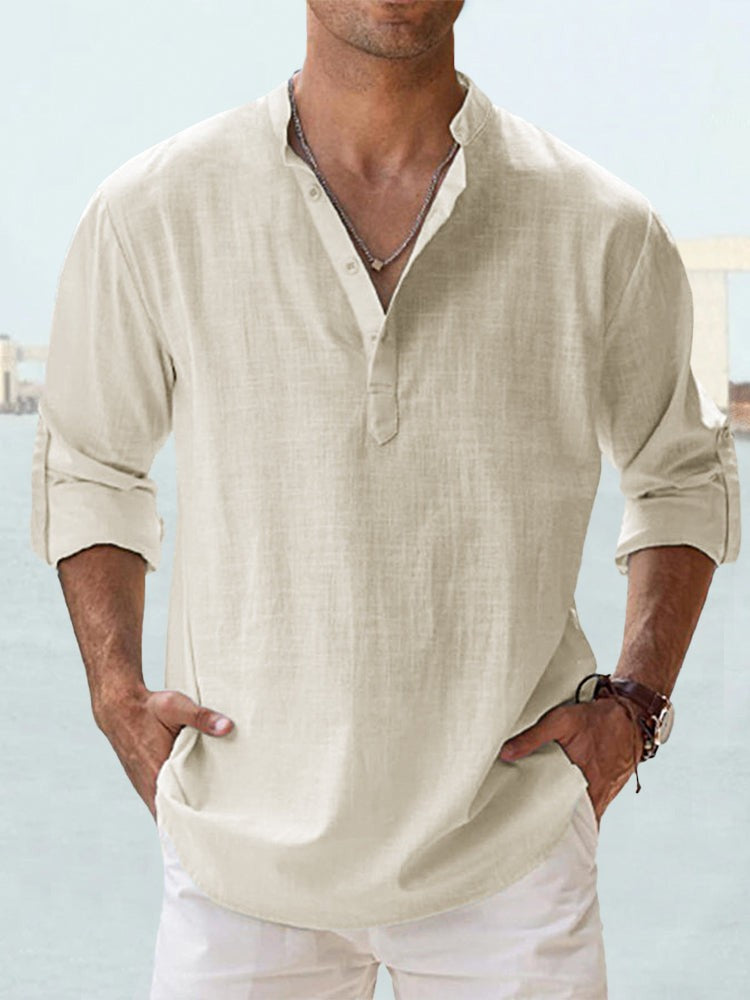 Camicia In Lino Casual Per Uomini | Fentry Beige