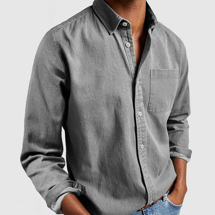 Camicia Jeans a Maniche Lunghe per Uomini | Zentrox Gray