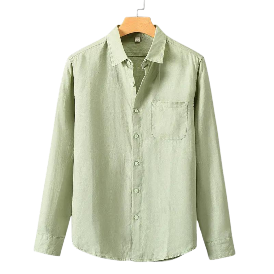 Camicia a Maniche Lunghe in Lino per Uomini | Fylara Verde menta
