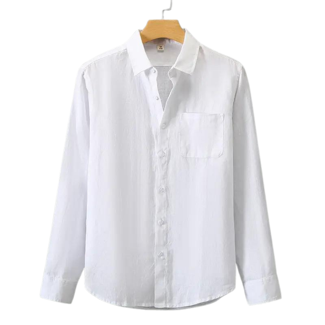 Camicia a Maniche Lunghe in Lino per Uomini | Fylara Bianco
