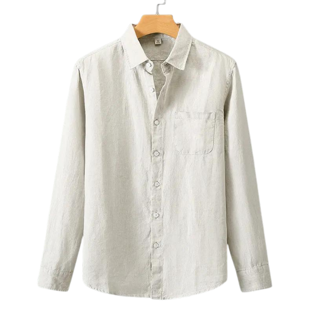 Camicia a Maniche Lunghe in Lino per Uomini | Fylara Beige