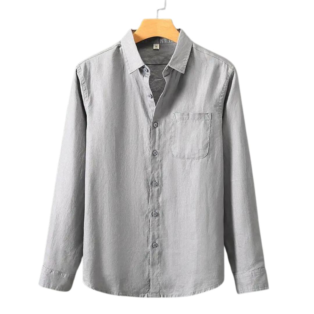 Camicia a Maniche Lunghe in Lino per Uomini | Fylara Grigio
