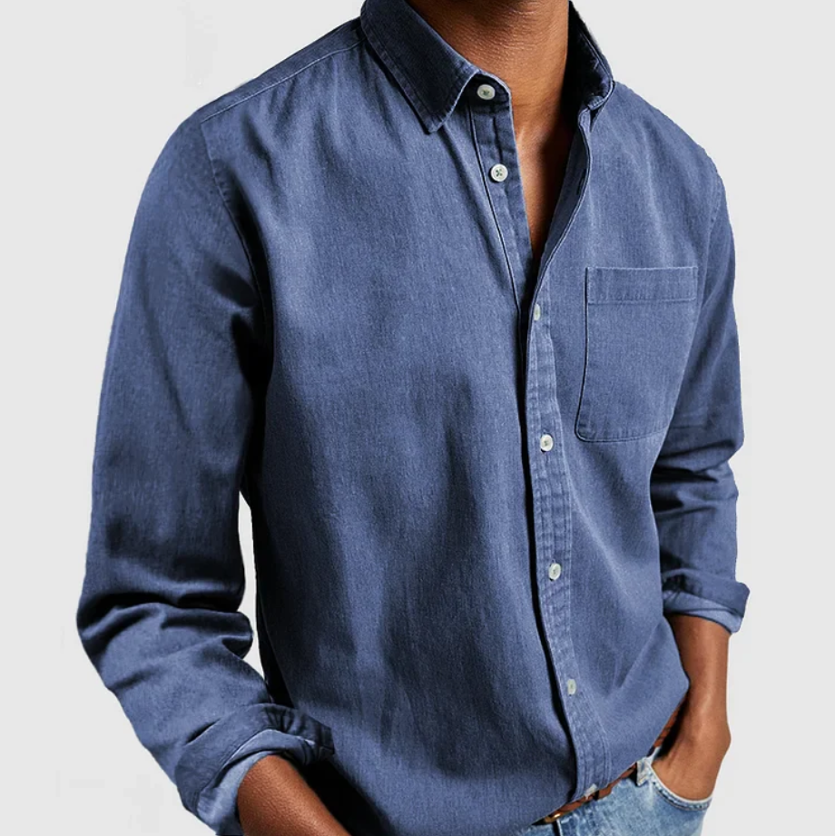 Camicia di Cotone per Uomini | Nextrin Blu Denim