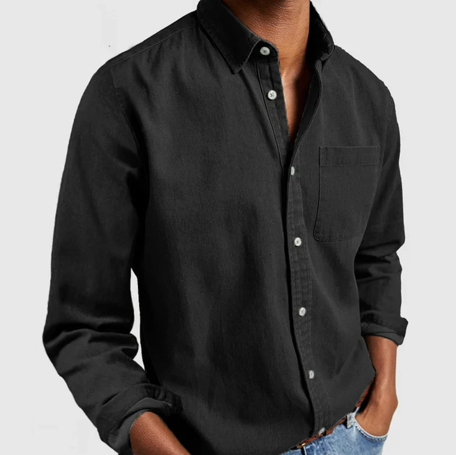 Camicia di Cotone per Uomini | Nextrin Nero