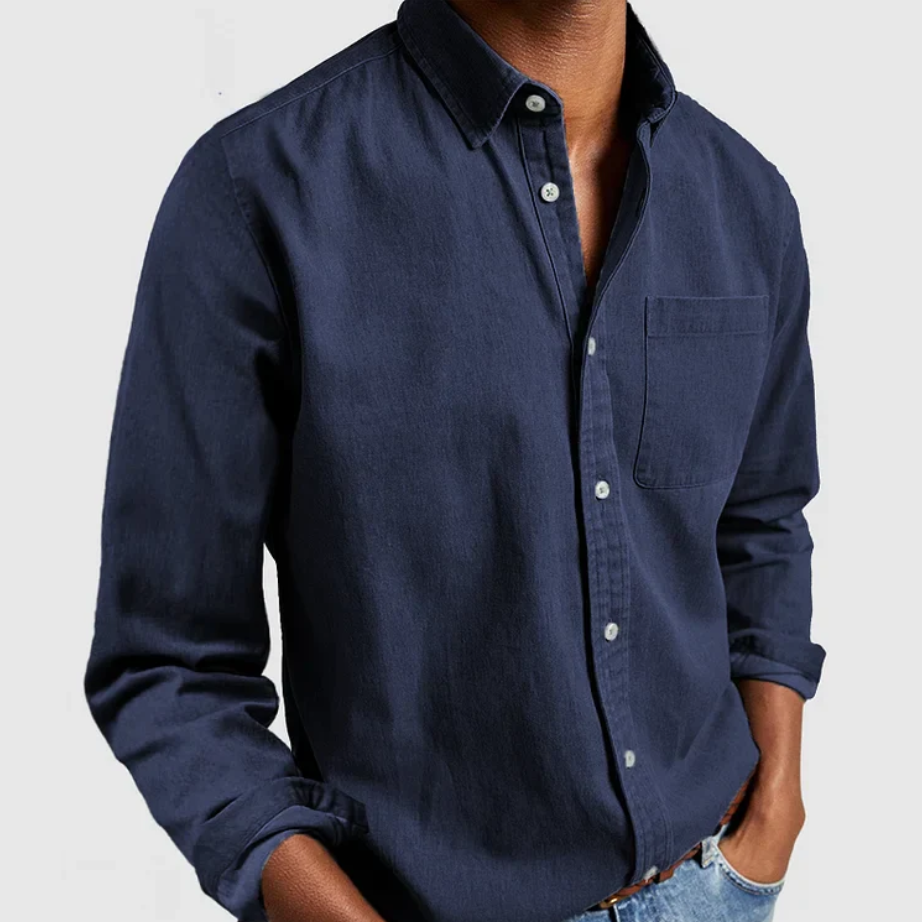 Camicia di Cotone per Uomini | Nextrin Blu Scuro