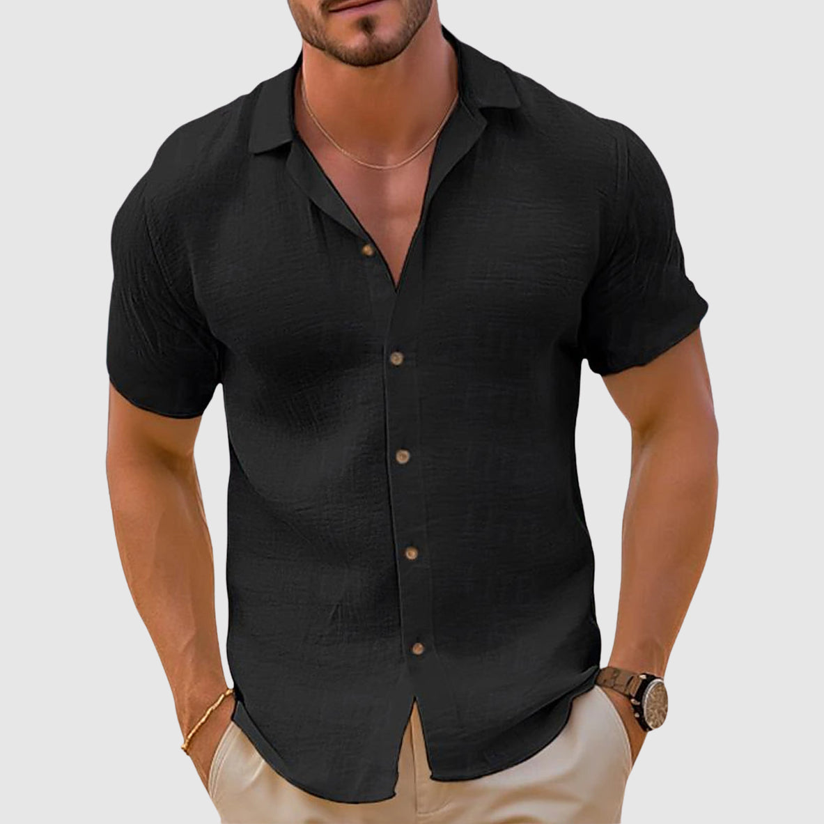 Camicia di Lino per Uomini | Tredan Nero