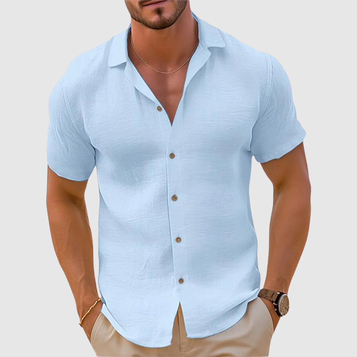 Camicia di Lino per Uomini | Tredan Blu