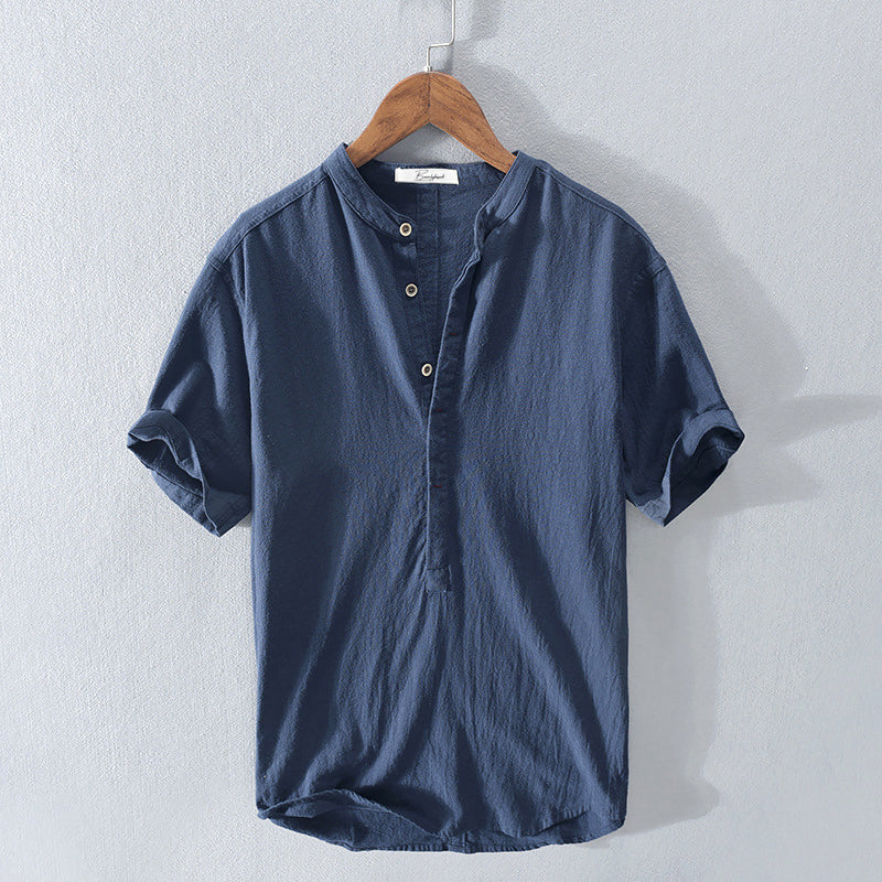 Camicia in Lino per Uomini | Trinex Blu Scuro