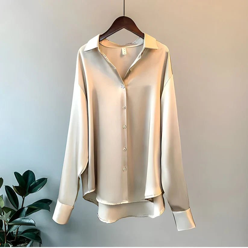 Camicia Donna in Raso a Maniche Lunghe | Silvia Beige
