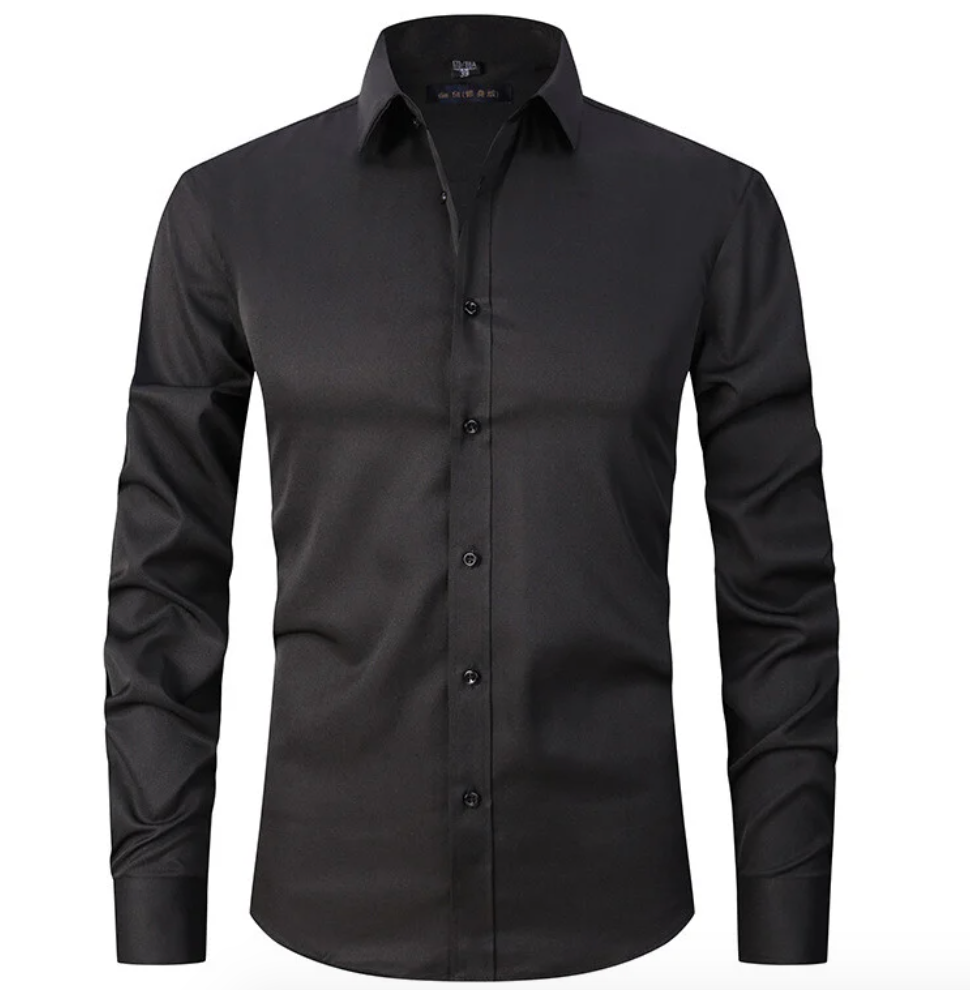 Camicia Elasticizzata da Uomo Maniche Lunghe | Victor Nero