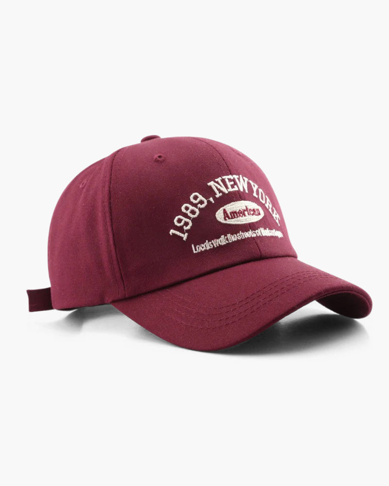 Cappellino da Baseball Ricamato Vintage | Brooklyn Rosso Taglia Unica