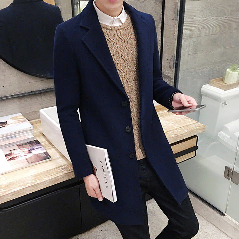 Cappotto Lungo di Lana per Uomini | Zephyris Blu Navy