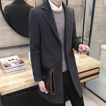 Cappotto Lungo di Lana per Uomini | Zephyris Grigio