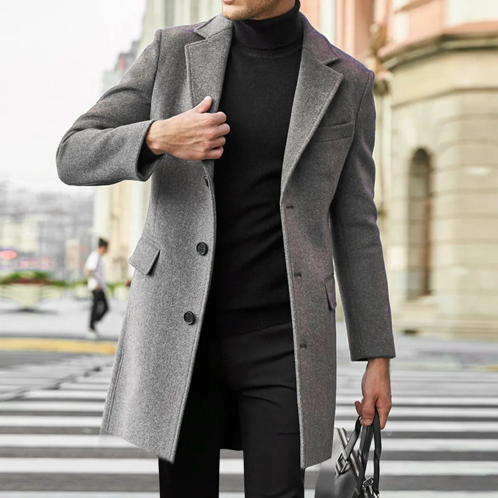 Cappotto in Lana su Misura per Uomini | Bravix Grigio