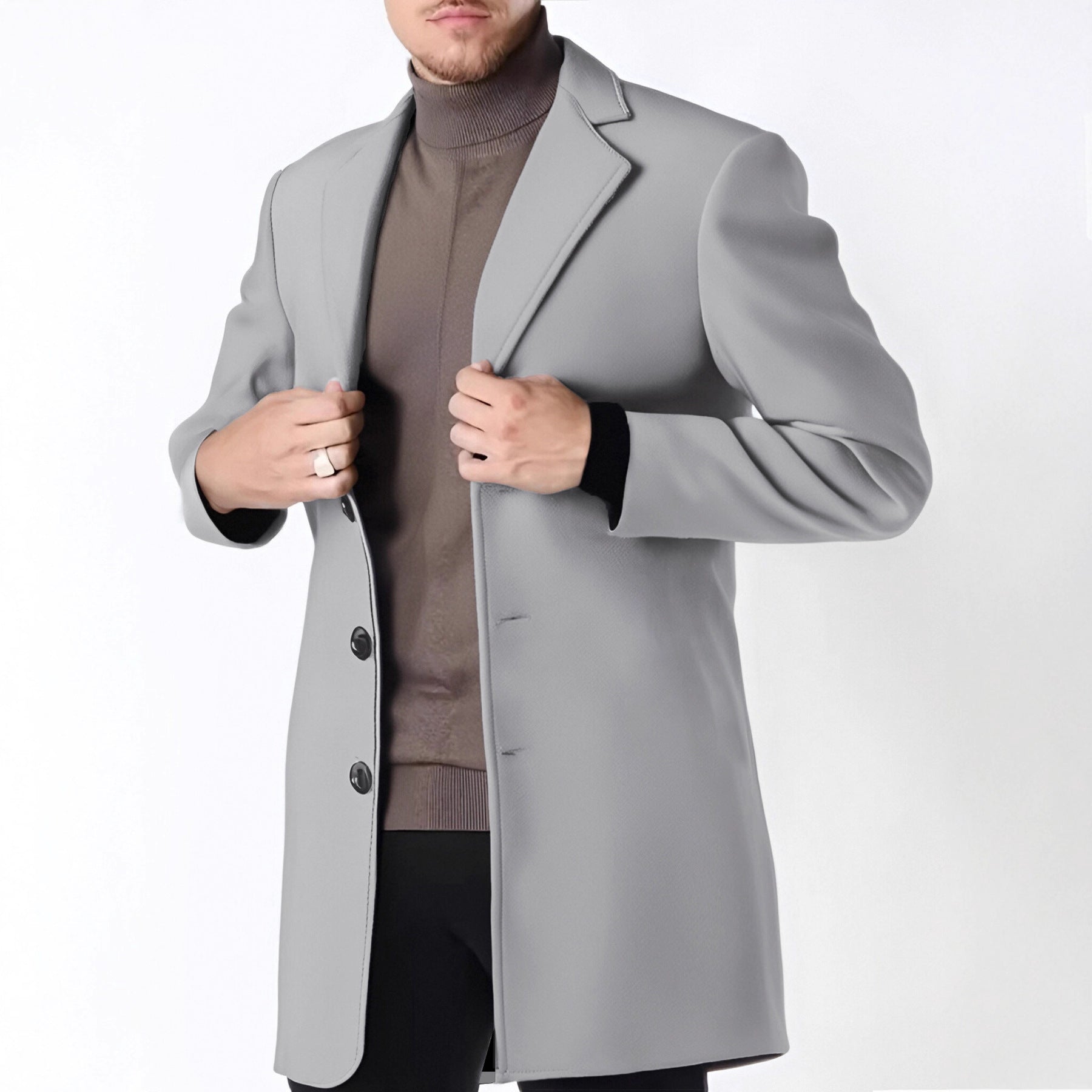 Cappotto Elegante In Lana Per Uomo | Jorven Grigio