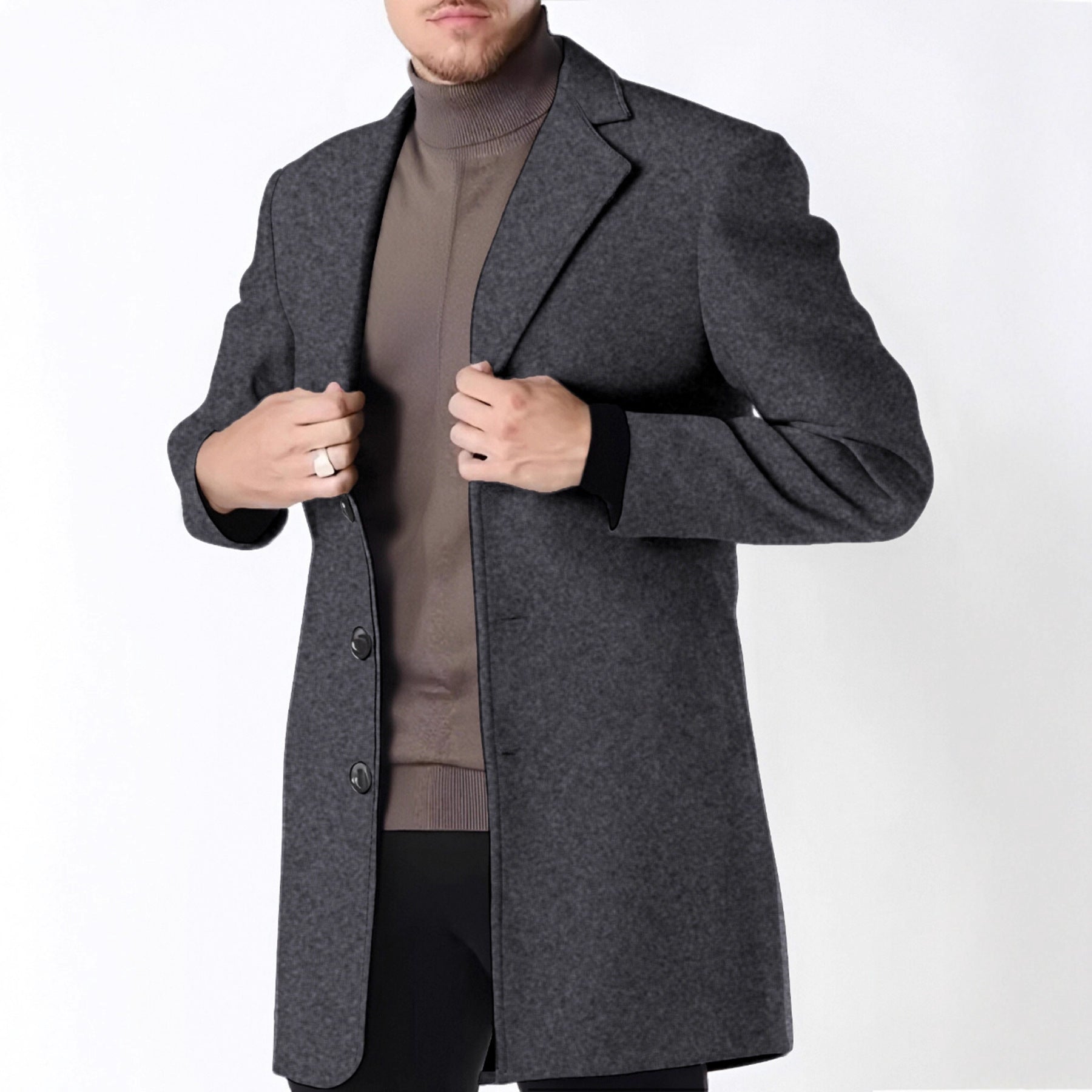 Cappotto Elegante In Lana Per Uomo | Jorven Grigio Scuro