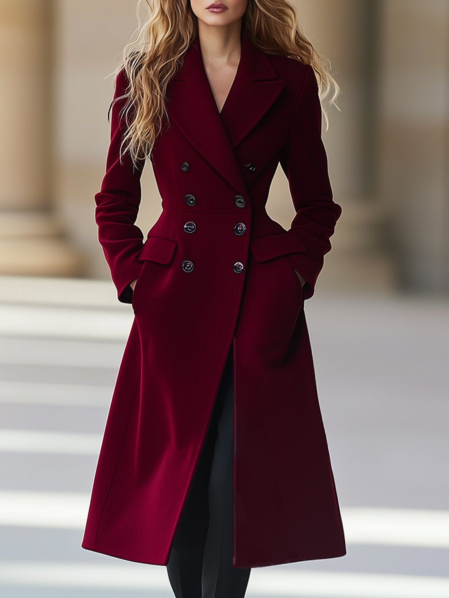 Cappotto Lungo Doppiopetto in Misto Lana per Donna | Valentina