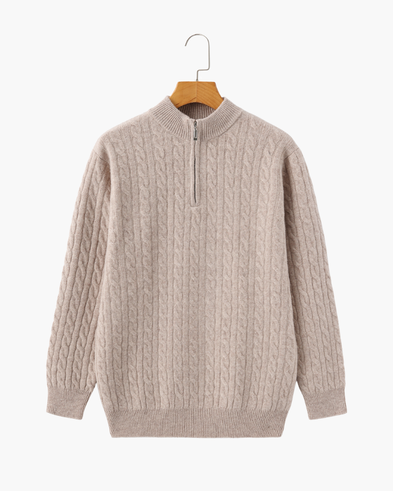 Cardigan Mezza Zip per Uomini | Veltra Beige