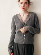 Cardigan Donna in Maglia con Dettagli in Pizzo e Bottoni | Valentina