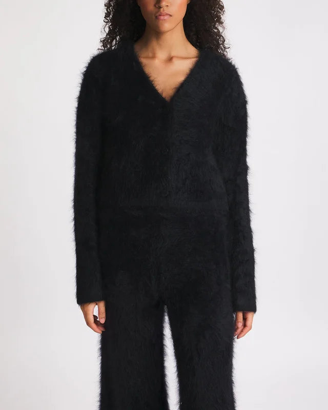 Cardigan Morbido Oversize in Cashmere Per Donna | Lunara Pelliccia Nera