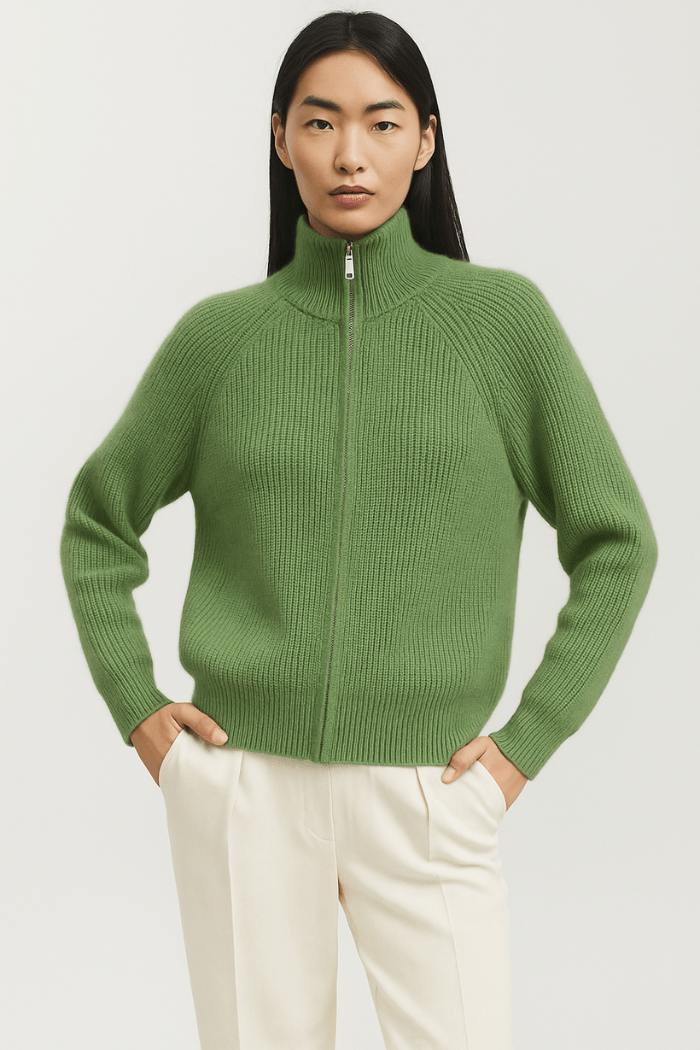 Cardigan con Zip in Maglia per Donna | Marta Verde