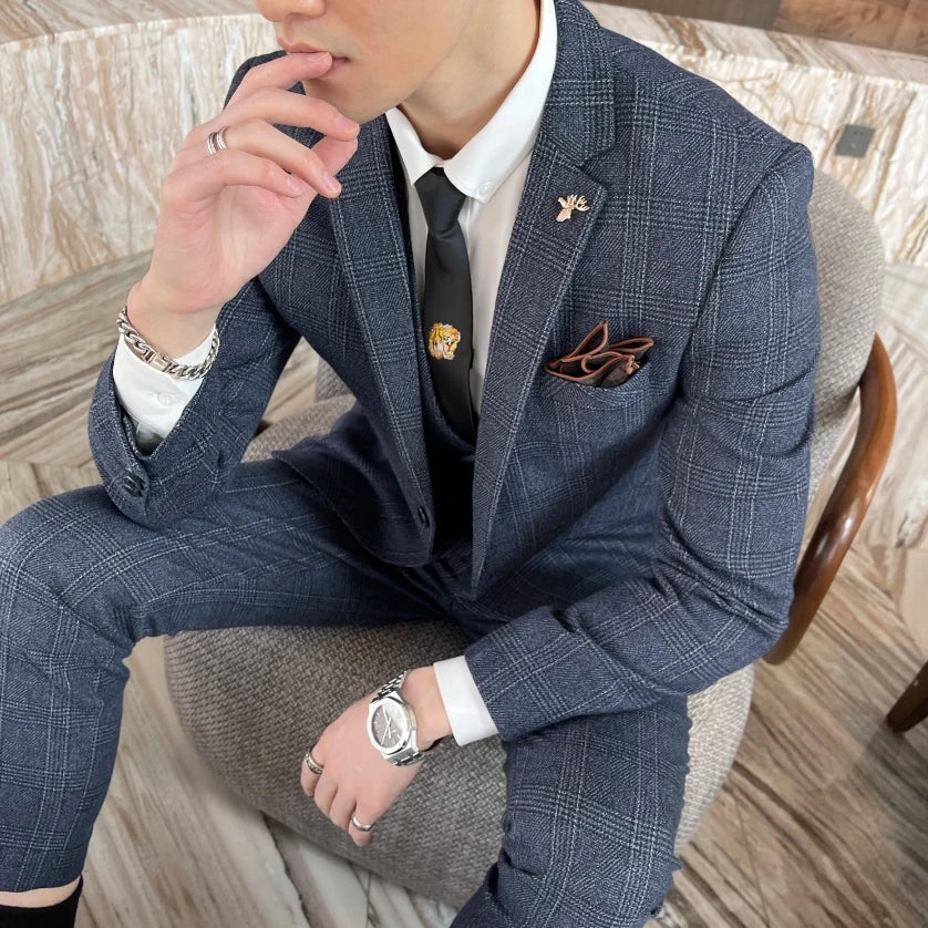 Carlo | Completo Uomo Tre Pezzi Slim Fit a Quadri